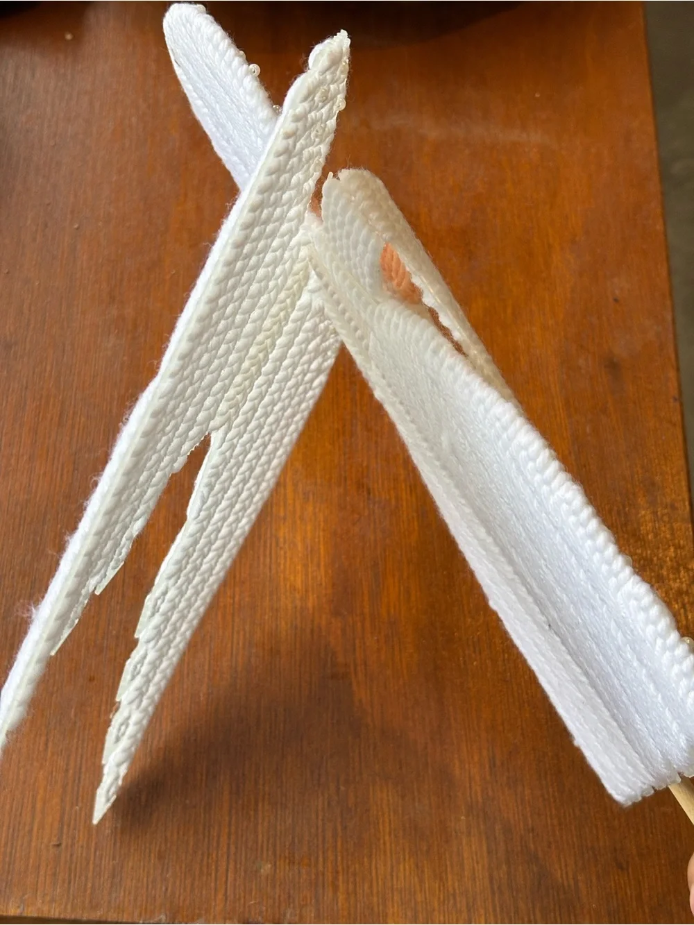 Handmade Crocheted Angel with Pearl Accents - White & Peach